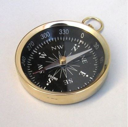 Golden Pocket Flat Compass - Handmade Solid Brass, Small Round Design In Gold And White | Nautical Theme, Lightweight And Perfect For Hiking Or Home Decor