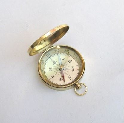 Pocket Compass With Lid - Small Round Gold, Hand Building Design | Nautical Theme, Protective Lid, Outdoor Use