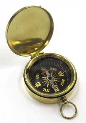 Pocket Compass With Lid - Small Round Gold, Hand Building Design | Nautical Theme, Protective Lid, Outdoor Use