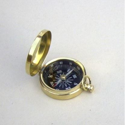 Pocket Compass With Lid - Small Round Gold, Hand Building Design | Nautical Theme, Protective Lid, Outdoor Use