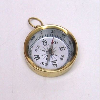 Pocket Compass - Solid Brass, Small, Gold And White | Magnetic North, Needle Lift Mechanism, Polished Shine