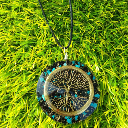 Orgone Black Tourmaline Turquoise Pendant - Round, Solid Structure, Polished Finish | Various Sizes Available for Anniversary, Engagement, Gift, Party