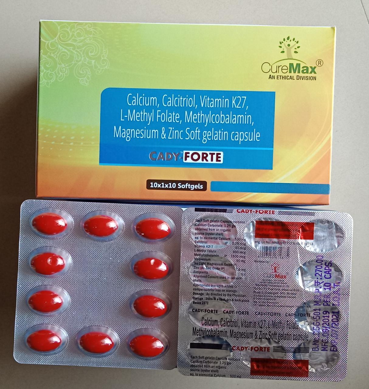 Calcium Carbonate 1.25 Gm Eq. To Elem. Cal. 500 Mg, Calcitriol 0.25 Mcg, Vitamin K(2-7) 45 Mcg, L-methylfolate 800 Mcg, Methylcobalamin 1500 Mcg, Magnesium 50 Mg, Zinc 7.5 Mg Health Supplements