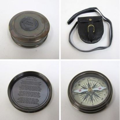 Solid Brass Compass Set With Wooden Box - Small Round Multi Color, Nautical Theme | Hand Built Design, Outdoor Use
