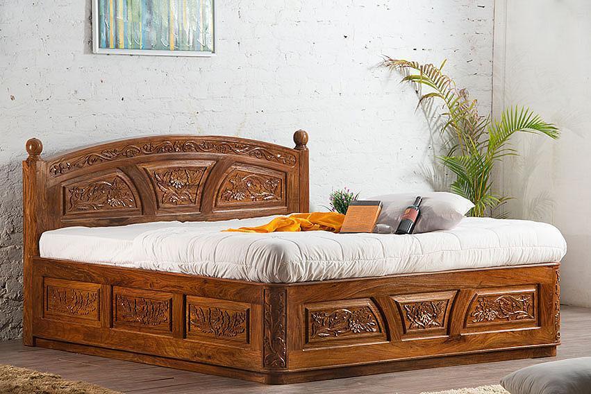 Solid Wood Bed Carving Star Carpenter Assembly