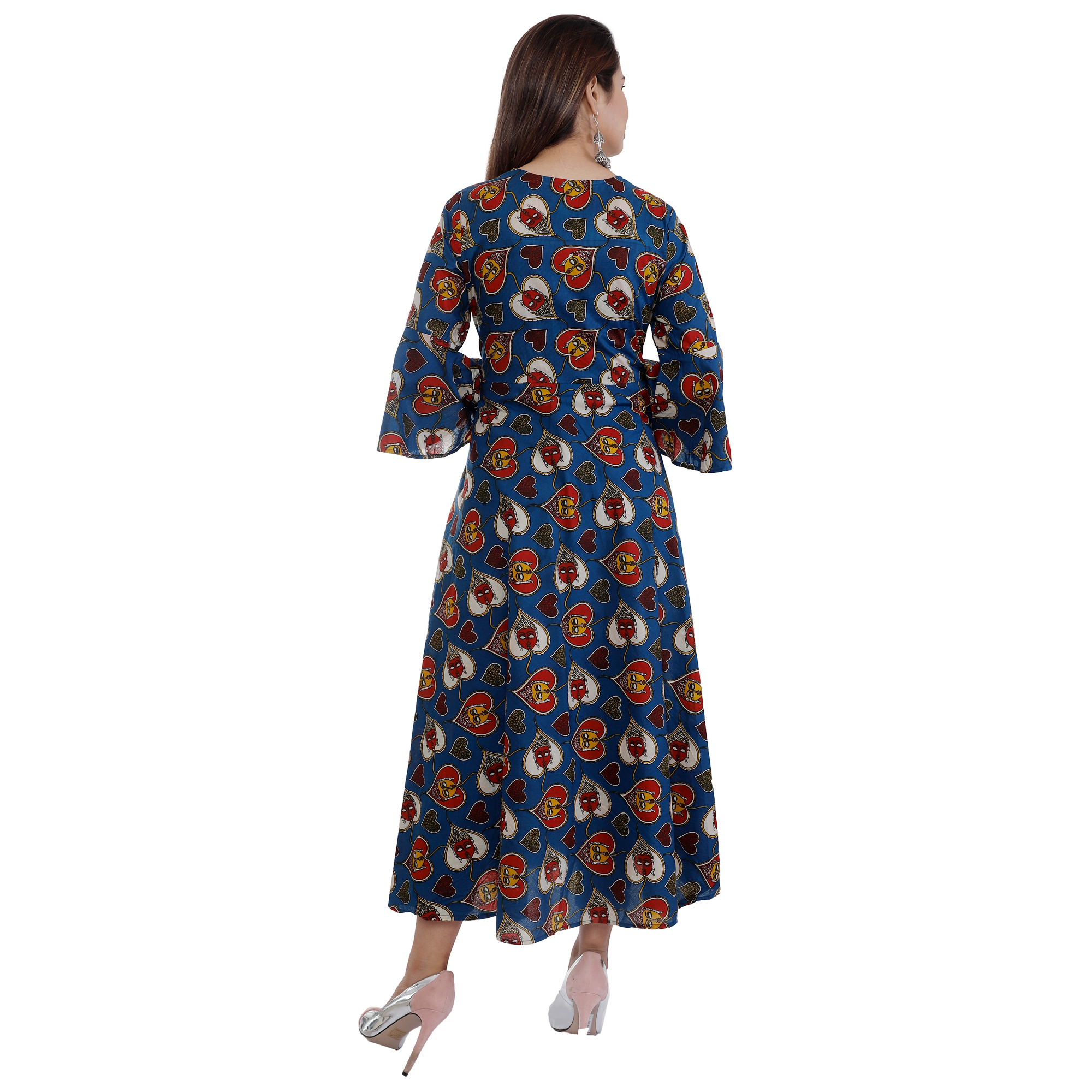 Rayon Kurtis - Rayon, S-xxl Size Range, Blue Color | 3/4 Sleeves, Printed Pattern, Round Neck, A-line Fit, Ideal For Casual Or Formal Wear