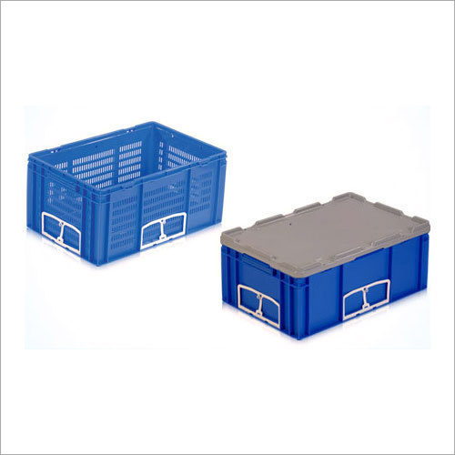 Industrial Plastic Crate - High Density Polyethylene, 600x400x235mm Size, Blue Color, 40-50 kg Capacity | Durable Storage Solution for Warehousing and Production