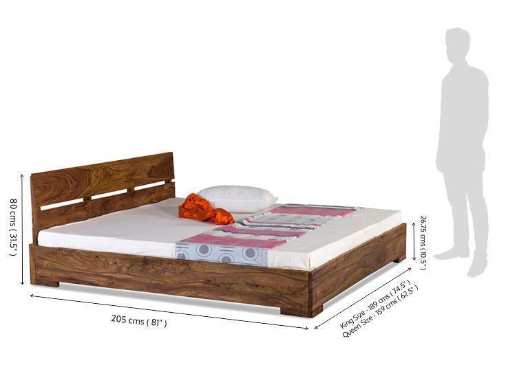 Solid Wooden Bed - King Size 205x189x80 Cm | Handmade Artwork, Modern Design, Assembly By Carpenter, Avi Art And Crafts