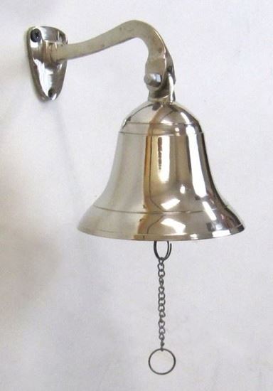 Solid Brass Bracket Ship Bell - 4 Inch, Golden Brass Finish | Classical Hanging Decorative Outdoor Bell