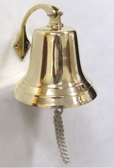 Solid Brass Heavy Bracket Bell - 9 Inch, Golden, Hand-built | Classical Hanging Style, Decorative Outdoor Bell