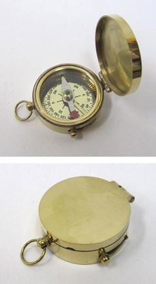 Solid Brass Dalvey Compass - Small Round Design, Golden Nautical Anchor Engraving, Pocket-friendly Gifting Decor