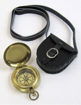 Solid Brass Dalvey Compass Ship Design - Small Round Golden Brass, Nautical Theme, Push Button Lid, Chain Loop