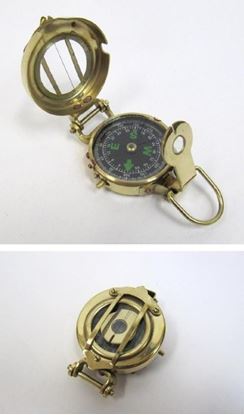 Solid Brass Dalvey Compass Ship Design - Small Round Golden Brass, Nautical Theme, Push Button Lid, Chain Loop