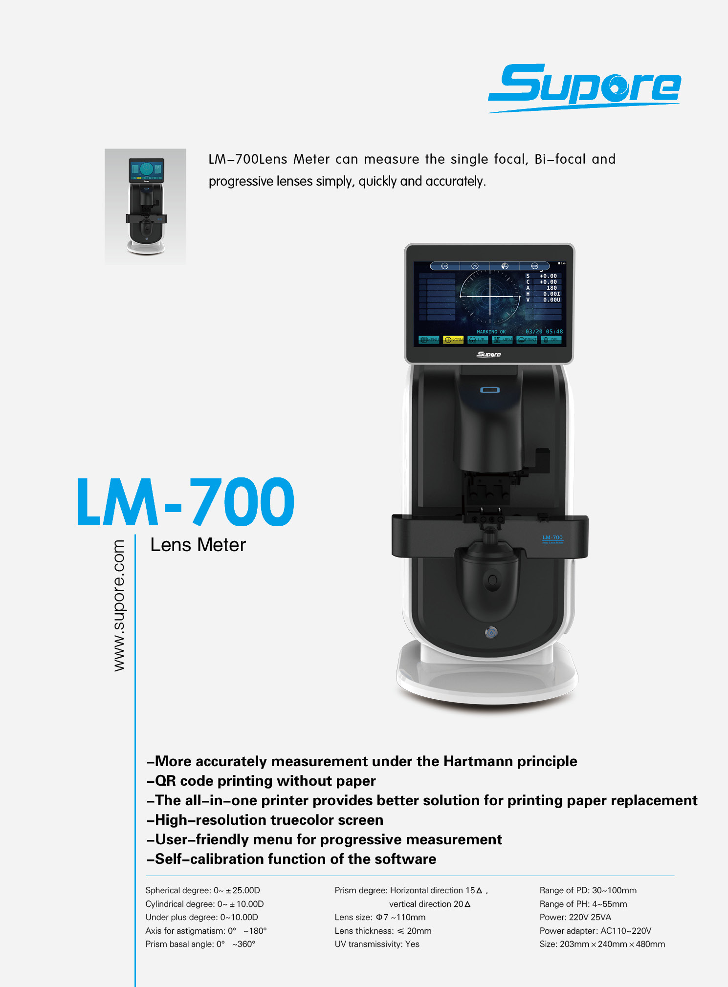 Supore Lm-700 Auto Lens Meter - Color: Black