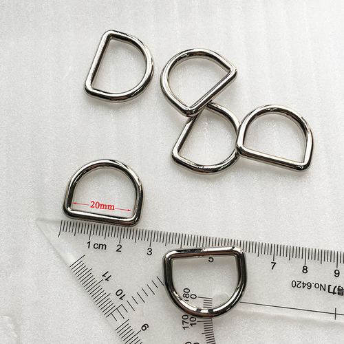 20Mm Fashion Shining Zinc Alloy Metal Buckle D Ring For Bag Accessories Size: 20*3.5*15Mm