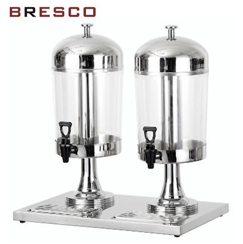 Juice Dispenser - 7L + 7L Capacity, Stainless Steel Stand, Manual Function, 2 Flavours, Poly Carbonate Body, Steel Finish