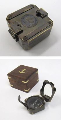 Antique Solid Brass Brunton Square Compass