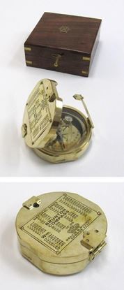 Brunton Stand Compass Leather Case - Brass, 4.63x4.63x4 In, Gold | Handmade, Nautical Design, Wooden Box Storage