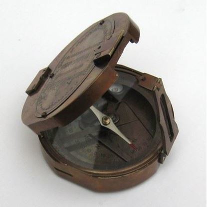 Brunton Stand Compass Leather Case - Brass, 4.63x4.63x4 In, Gold | Handmade, Nautical Design, Wooden Box Storage