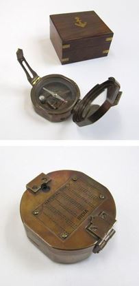 Brunton Stand Compass Leather Case - Brass, 4.63x4.63x4 In, Gold | Handmade, Nautical Design, Wooden Box Storage