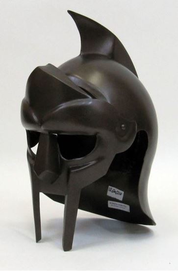 Armor Gladiator Helmet - 18 Gauge Steel, 8.5x9.25x14 In, Silver | Padded Cotton Arming Cap, Riveted Brass Bosses, Roman Style