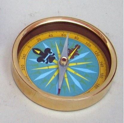 Lifebuoy Compass - Solid Brass And Copper Small Round, Gold And Brown | Nautical Paperweight With Large Compass Face