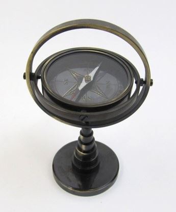 Gimbal Compass Ii - Brass, 5 Inch, Golden | Free Moving Gimbal, Nautical Trophy Design