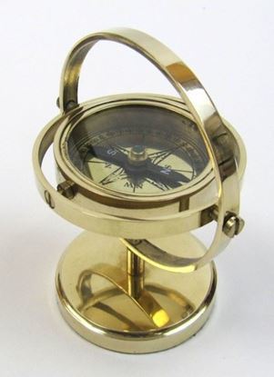 Gimbal Compass Ii - Brass, 5 Inch, Golden | Free Moving Gimbal, Nautical Trophy Design