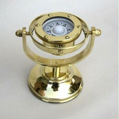 Gimbal Compass Ii - Brass, 5 Inch, Golden | Free Moving Gimbal, Nautical Trophy Design