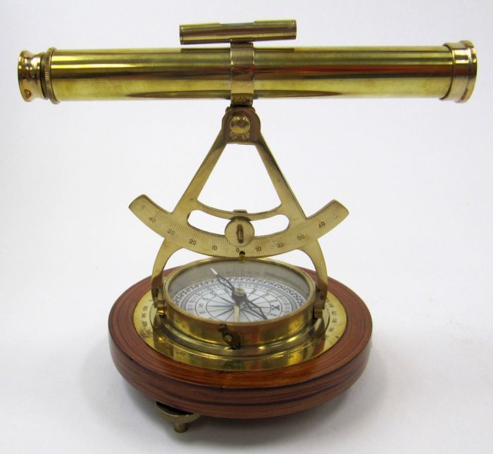 Alidade Compass - Solid Brass, 5 Inch, Gold | Magnetic Needle, Adjustable Screws, Nautical Telescope Design
