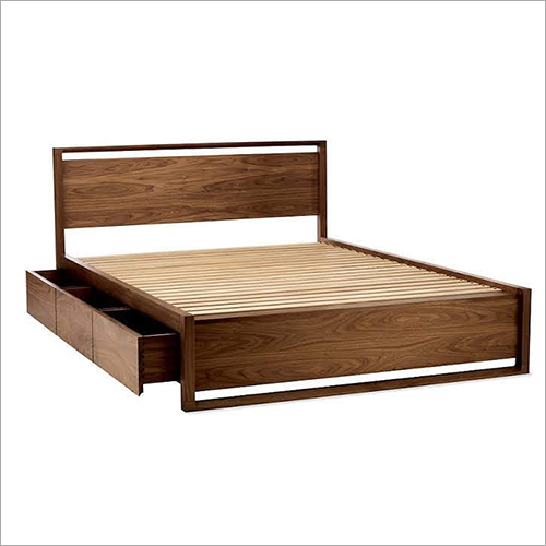 Brown Wooden Double Bed