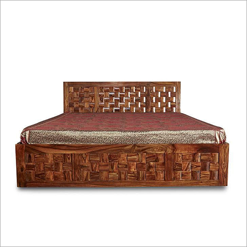 Brown Hardwood Double Bed With Storage