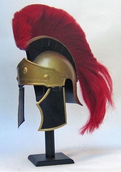 Roman Centurion Helmet - 18 Gauge Steel, 17x14x18 Inches | Impressive Craftsmanship, White Crest, Tan Simulated Horse Hair Plume, Wearable Design
