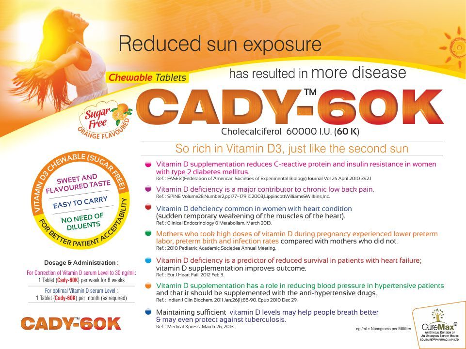 Cholecalciferol( Vit-d3 ) 60.000 I.u Mouth Dissolving Tablet Health Supplements