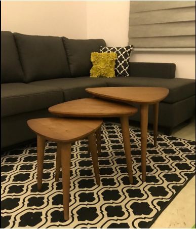 Raw Natural/ Stain Color/ Various Color Wooden Trio Nesting Table