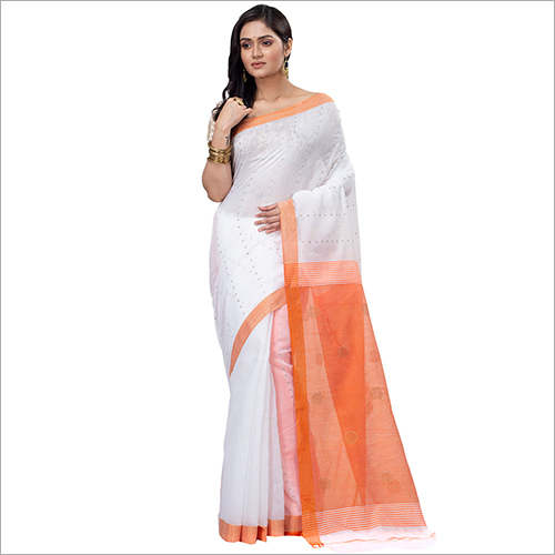 Ladies Handwork Saree - Cotton Blend, Available in Various Colors for All Seasons