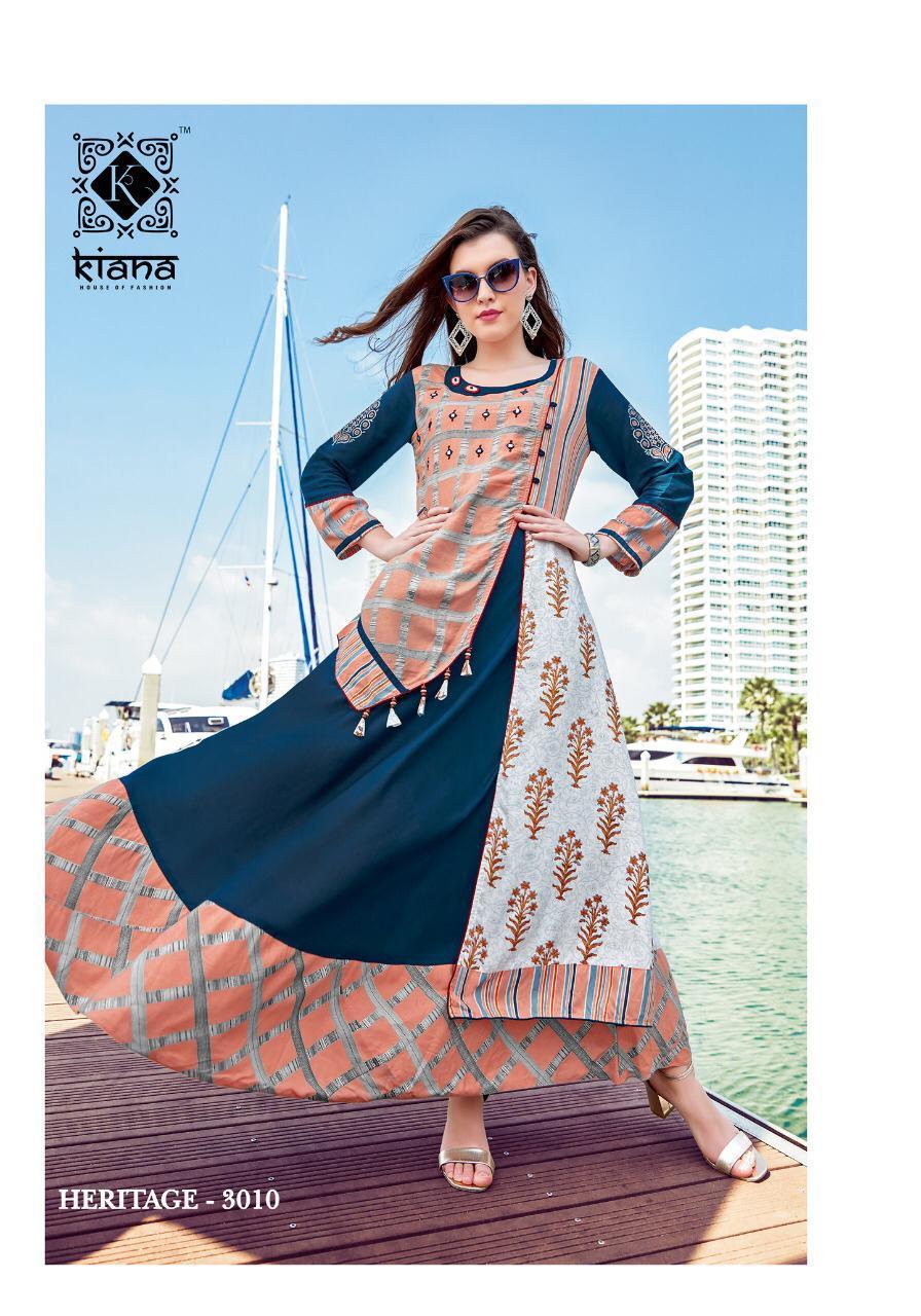 Fancy Reyon Kurti - 14kg Fabric, Unique Two-tone Manual And Hand Work, Sizes M To 3xl | Ethnic Party Wear, Striped Pattern, Breathable For All Seasons, 3-4th Sleeve Style