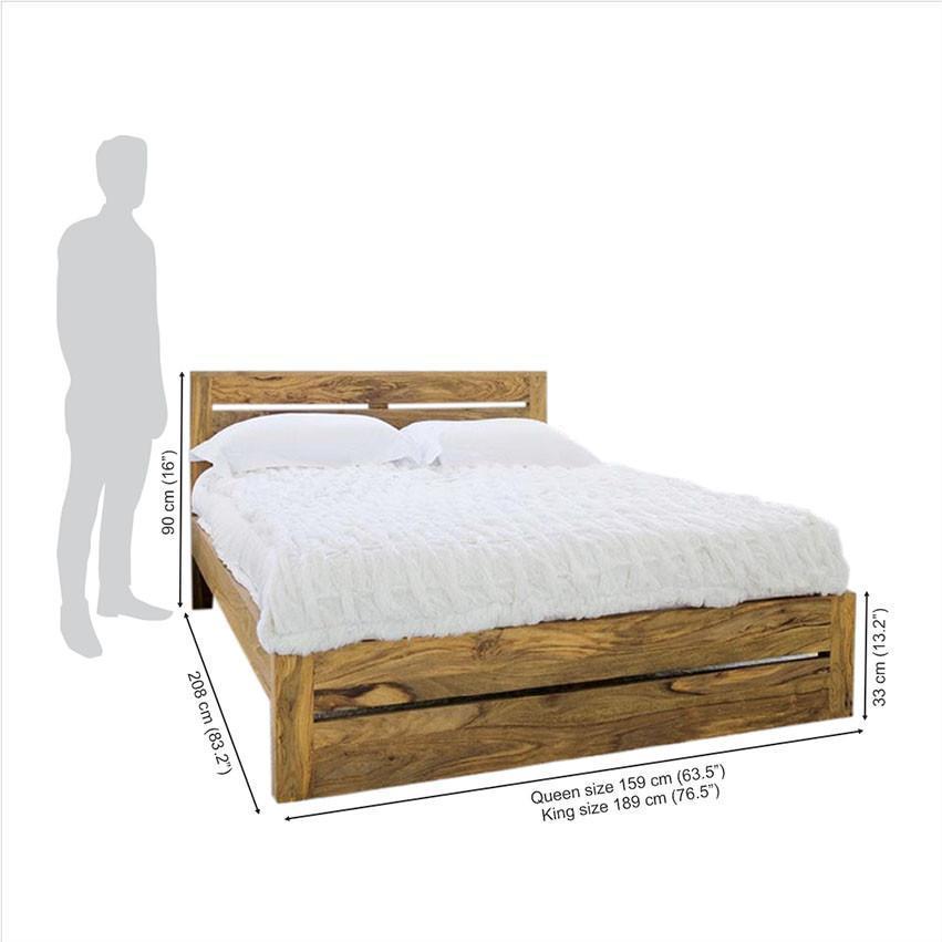 King Size Solid Wood Bed - 208x189x90 Cm | Classic Design With Double Trolley For Maximum Utilization By Avi Art And Crafts