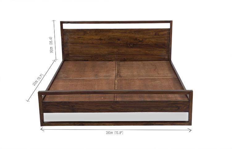 Solid Wood Double Bed - King Size 200x180x90 Cm | Handmade & Machine Made, French Design, Avi Art And Crafts