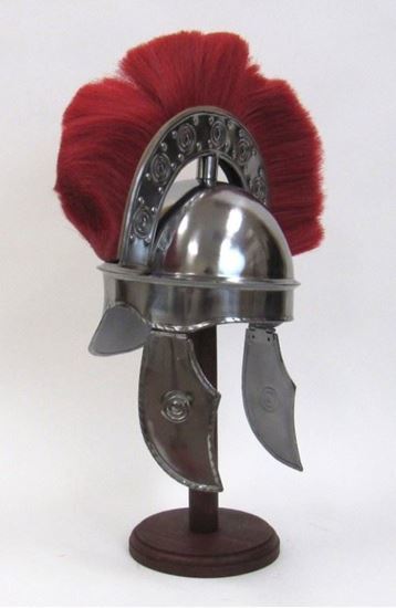 Roman Helmet - High Quality Mild Steel, Medium Size, Silver Finish, Classic Design With Plume