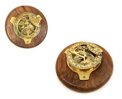 Sundial Compass - Pure Brass With Black Finish | Small Round Nautical Design For Outdoor Use, Functional Time Measurement