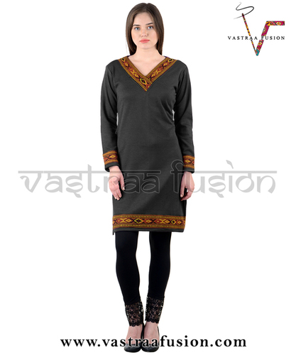 Ladies Woolen Kurti - Cotton Blended Jute, Regular Fit in 25 Colors | Customized Sizes 36-50 inches, Suitable for Casual and Festive Occasions