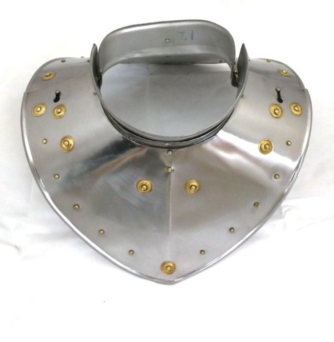 Medieval Standing Collar Gorget - 18 Gauge Steel, 7 Inch Round Size | Shiny Silver Finish, Durable Rustic Protection, Historical Roman Style