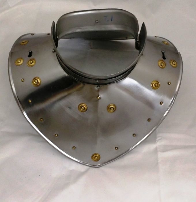 Medieval Standing Collar Gorget - 18 Gauge Steel, 7 Inch Round Size | Shiny Silver Finish, Durable Rustic Protection, Historical Roman Style
