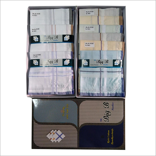 Cotton Handkerchief - 100% Cotton, 20x20 Inches | White Border Raipur Patta & Light Multi Color Raipur Patta, Suitable for Men