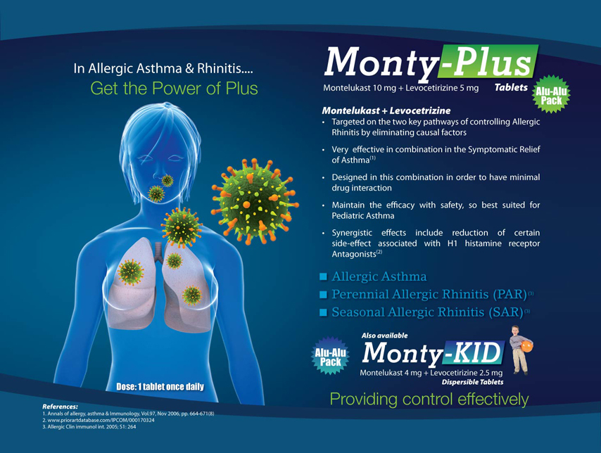 Levocetirizine & Montelukast - 5 Mg & 10 Mg Dispersible Tablets | Improve Breathing Disorders, Recommended For Asthma & Allergies, Suitable For Adults & Aged Individuals