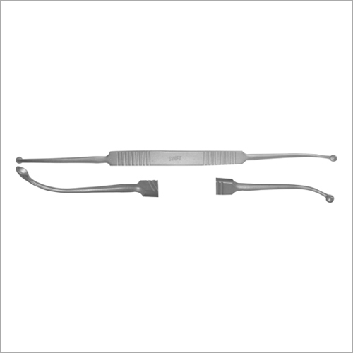 House Curette Double Ended - Steel, 3x5 mm Oval & 3 mm Round Double End Curved, Suitable for Ear Surgery & Rhinology in Hospitals