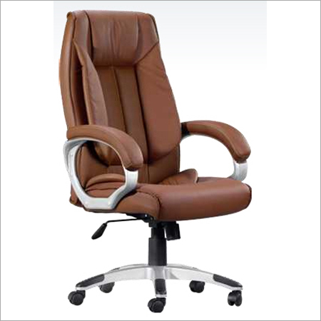 Executive Chairs - Leather, High Back, Brown Color | Comfortable with 360-Degree Mobility, Customizable Design, Smooth Stitching