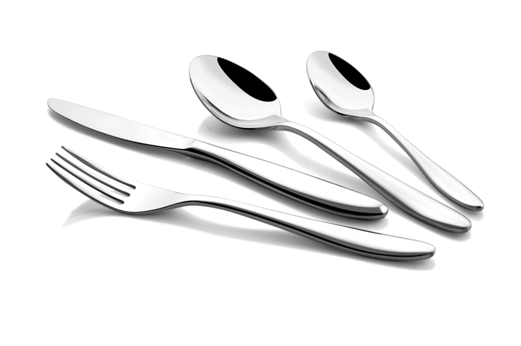 Silver Shapes Oslo 304 Grade, 18/10 & Cup Rolled Cutlery Set Of Spoon & Fork 24 Pcs With Gift Box
