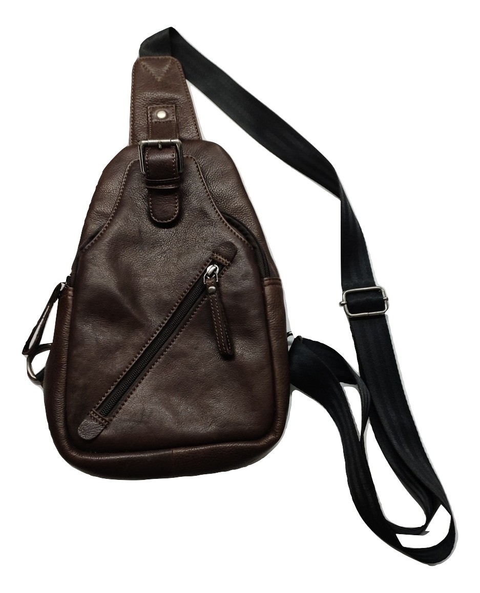 Dark Brown Genuine Leather Cross Body Bag